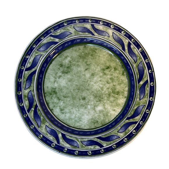 Pier 1 Imports Set-2 Versailles Ceramica Quadrifoglio Blue Green Luncheon Plates - Picture 3 of 12
